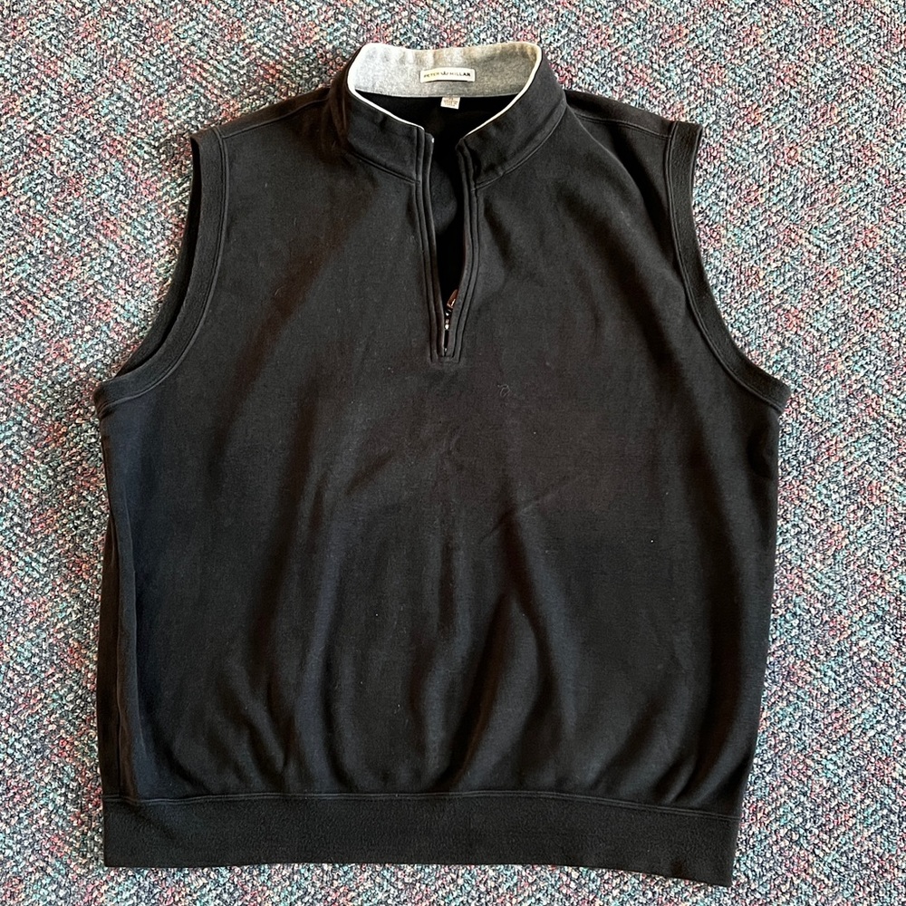 PETER Millar 1/4 Zip Golf Sweater Vest Mens Black Size XL 100% Cotton